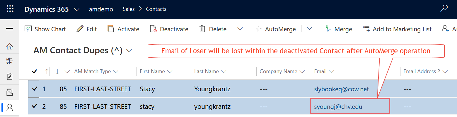 A field value left behind on the loser record
