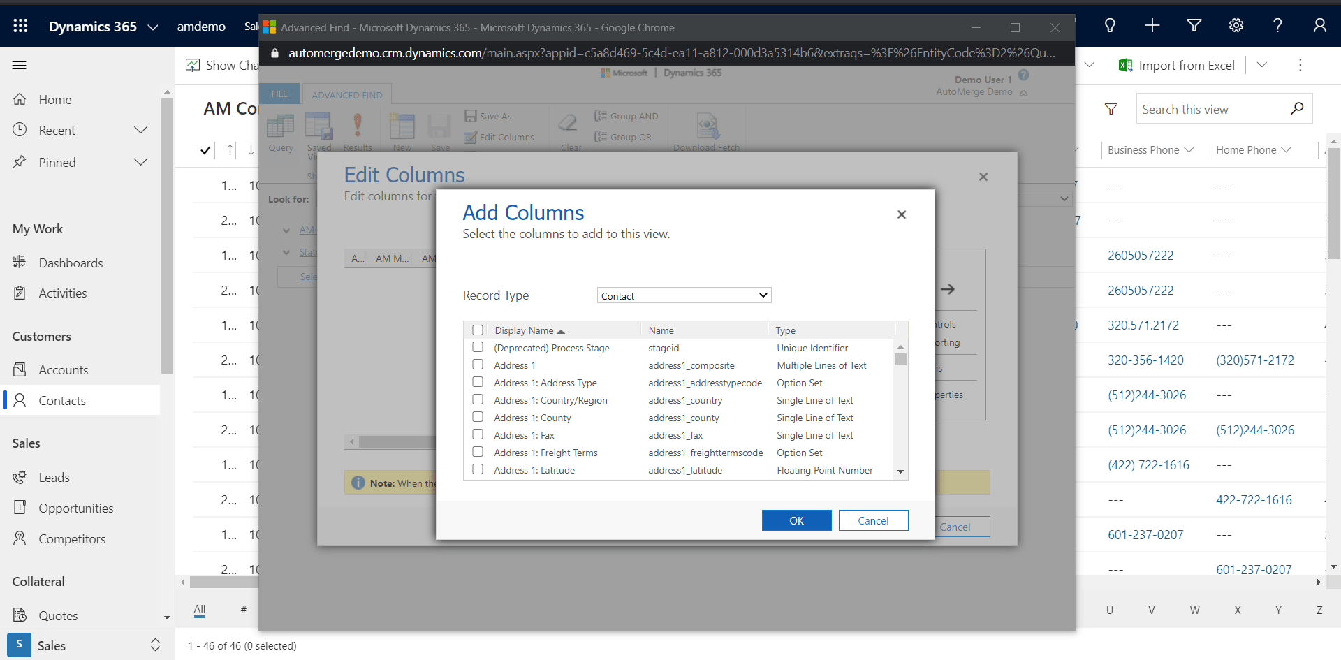 Modifying the AM Contact Dupes view with custom columns