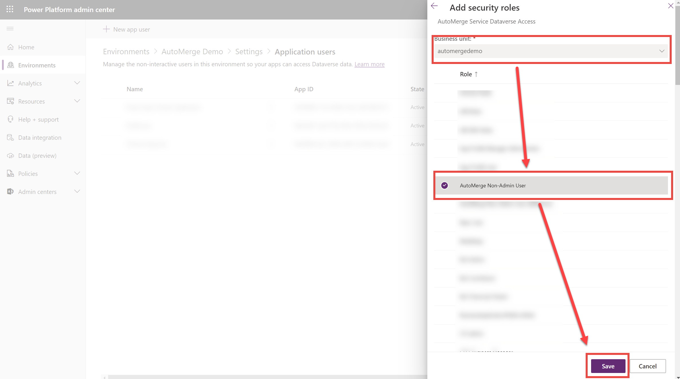 Assigning the security role
